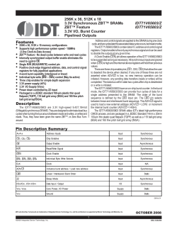 Pin Description Summary Description Features 256K x 36, 512K x