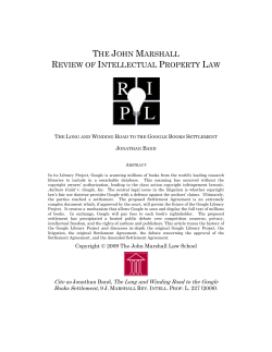 The Long and Winding Road to The Google Books Settlement