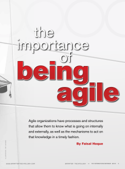 The Importance of Being Agile