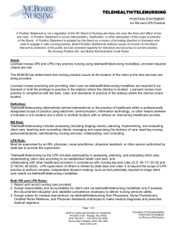 telehealth/telenursing - North Carolina Board of Nursing