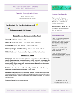 All School Mass: Wednesday at 9:15