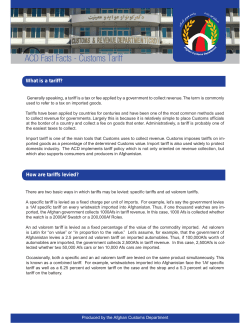 Tariff - Afghanistan Customs Department