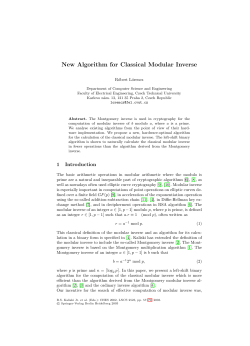 New Algorithm for Classical Modular Inverse | SpringerLink