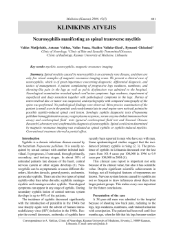 Neurosyphilis manifesting as spinal transverse myelitis