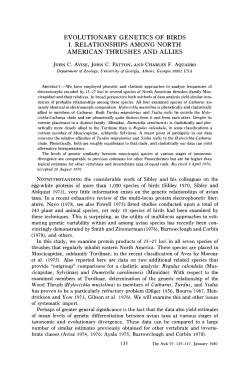 EVOLUTIONARY GENETICS OF BIRDS I. RELATIONSHIPS