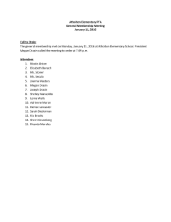 Atholton Elementary PTA General Membership Meeting January 11