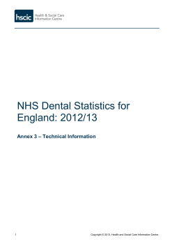 NHS Dental Statistics for England: 2012/13