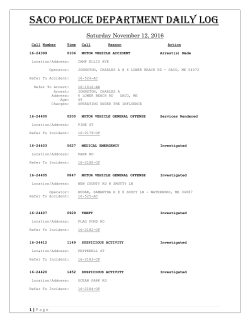 SACO POLICE DEPARTMENT DAILY LOG
