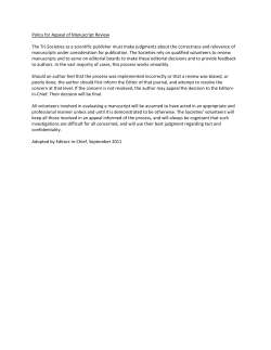 Policy for Appeal of Manuscript Review The Tri