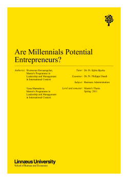 Are Millennials Potential Entrepreneurs?