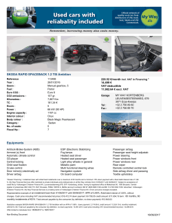 SKODA RAPID SPACEBACK 1.2 TSI Ambition Equipments