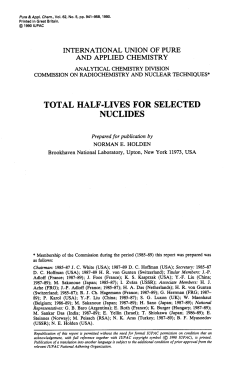 total half-lives for selected nuclides