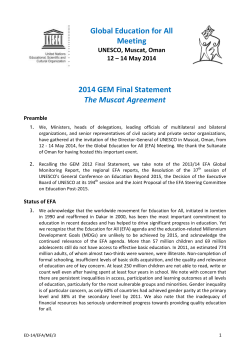 The Muscat Agreement - UNESCO Institute for Statistics