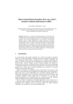 Other-oriented Robot Deception: How can a robot`s deceptive