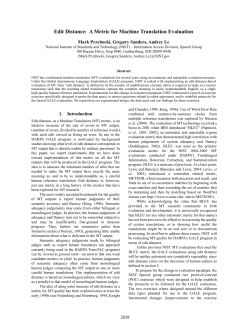 Edit Distance: A Metric for Machine Translation Evaluation