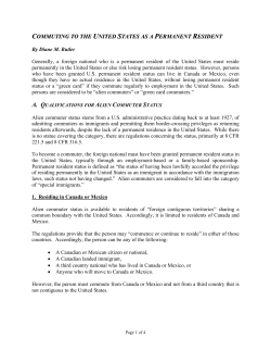 commuting to the united states as a permanent