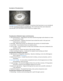 Examples of Pseudoscience Pseudoscience includes beliefs
