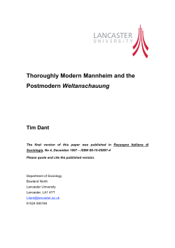 Thoroughly Modern Mannheim and the