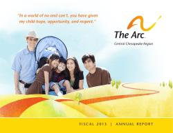 2013 Annual Report - Arc of the Central Chesapeake Region