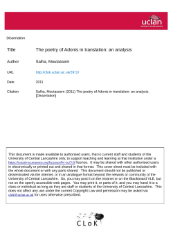 Title The poetry of Adonis in translation: an analysis - CLoK