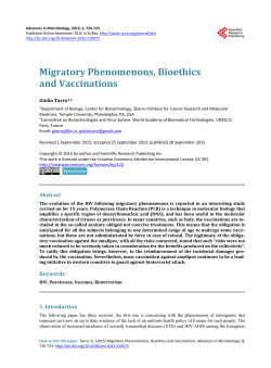 Migratory Phenomenons, Bioethics and Vaccinations