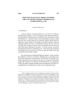does one illegality merit another? the law of belligerent reprisals in