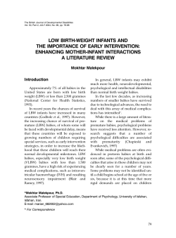 Low Birth-Weight Infants and the Importance of early