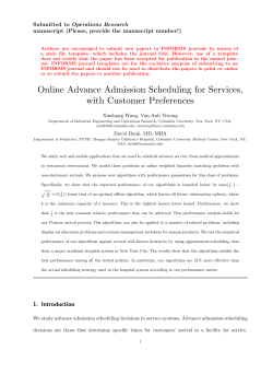 Online Advance Admission Scheduling for Services, with Customer