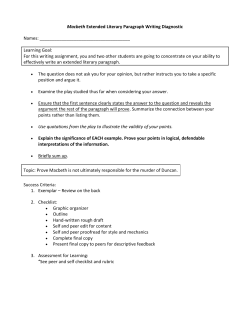Macbeth Extended Literary Paragraph Writing Diagnostic Names