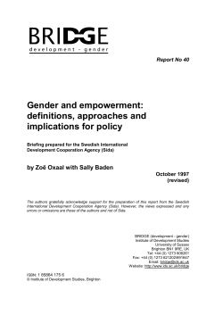 Gender and empowerment - BRIDGE Gender