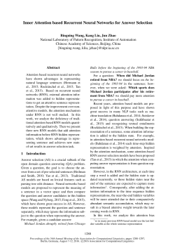 Inner Attention based Recurrent Neural Networks for Answer Selection