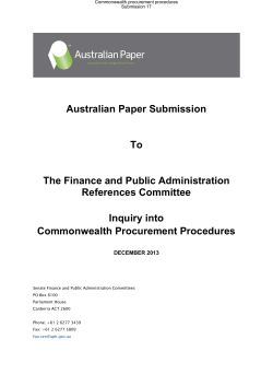 Australian Paper Submission To The Finance and Public
