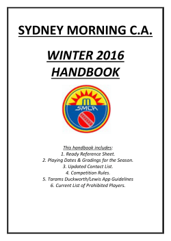 Winter 2016 Handbook - Sydney Morning Cricket Association
