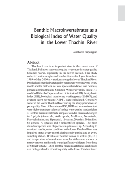 Benthic Macroinvertebrates as a Biological Index of Water Quality in