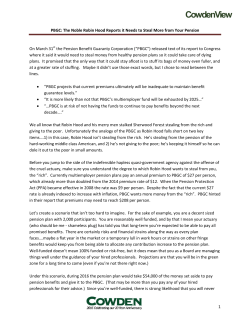 PBGC: The Noble Robin Hood Reports it Needs to Steal More from