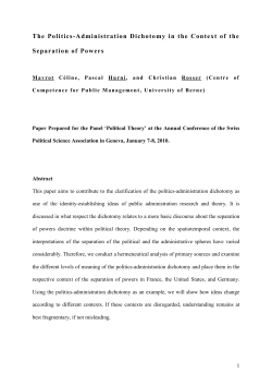 The Politics Administration Dichotomy in the Context