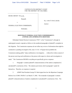 Answer to Complaint and Affirmative Defenses (Bush