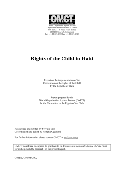 Rights of the Child in Haiti - World Organisation Against Torture