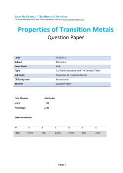 Properties of Transition Metals