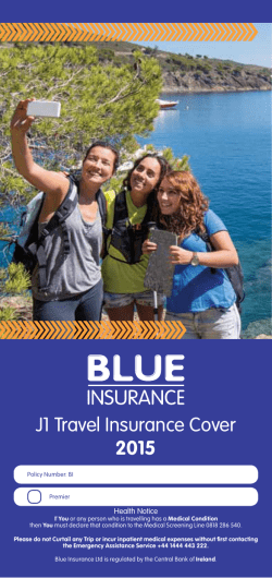 J1 Travel Insurance Cover 2015