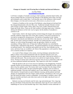 Changes in Nomadic Arab Weaving Due to Outside and Internal