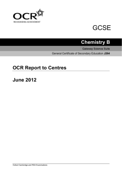 Chemistry B OCR Report to Centres June 2012