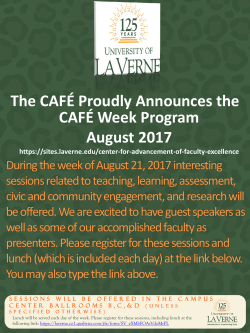 CAF&Eacute; Week August 2017 - Web Publishing at La Verne