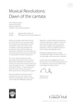 Musical Revolutions: dawn of the cantata