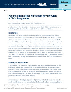 Performing a License Agreement Royalty Audit: A CPA`s