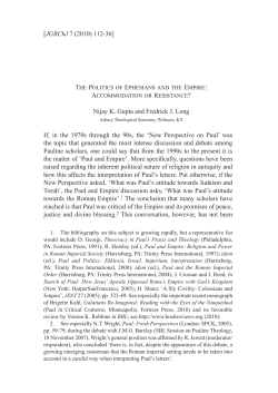The Politics of Ephesians and the Empire - Journal of Greco