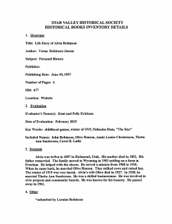 Title: Life Story of Alvin Robinson Subject: Personal History
