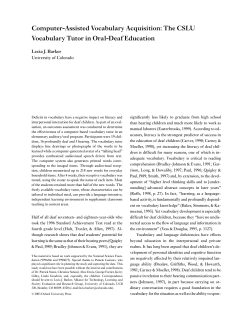 Deaf Education and Deaf Studies 8(2)