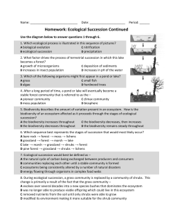Homework: Ecological Succession Continued