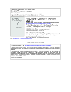 Nora, Nordic Journal of Women`s Studies